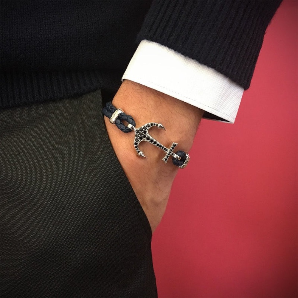 DAVID YURMAN Maritime Anchor Bracelet with Pavé Black Diamonds